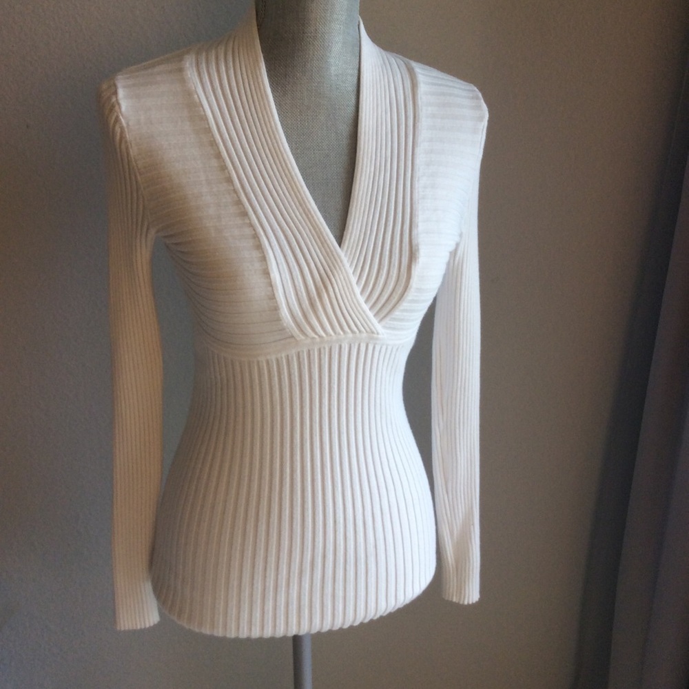 INC Cotton blend sweater, Ivory, Size Med